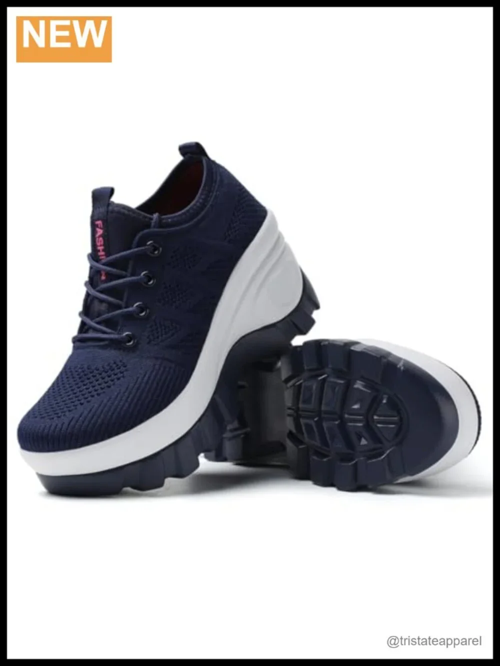 Chunky Platform Orthopedic Walking Shoes Knitted Lace Up Lug Sole Non-Slip Arch